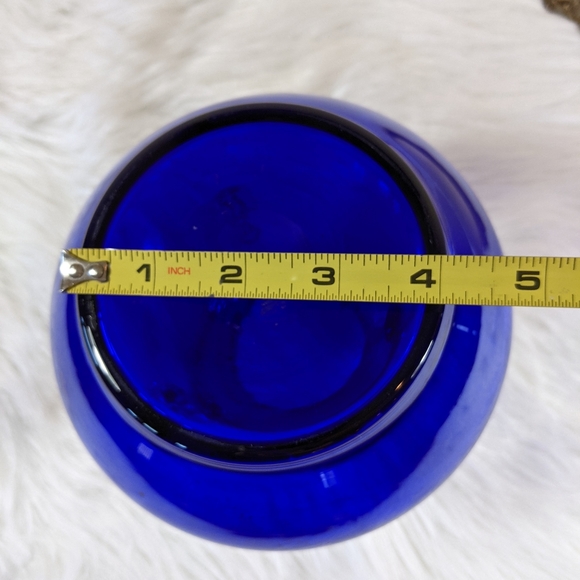 Polish Cobalt Blue Vase Art Glass Hand Blown  Double Handle - Picture 3 of 7